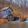 Autumn Water Mill Diamond Painting