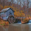 Autumn Water Mill Diamond Painting