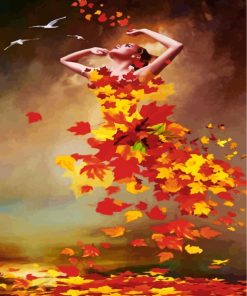 Autumn Leaves Lady Diamond Paintings