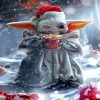 Baby Yoda Santa In Snow Diamond Painting