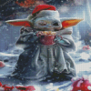 Baby Yoda Santa In Snow Diamond Painting