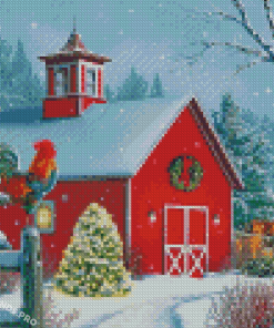 Barn In Snow Diamond Painting