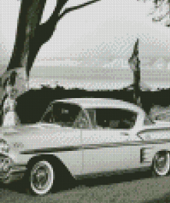 Black And White 1958 Chevy Impala Diamond Painting