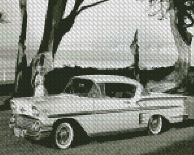 Black And White 1958 Chevy Impala Diamond Painting