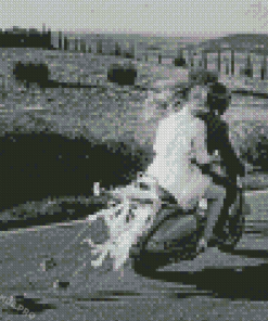 Black And White Couples On Motorbike Diamond Paintings