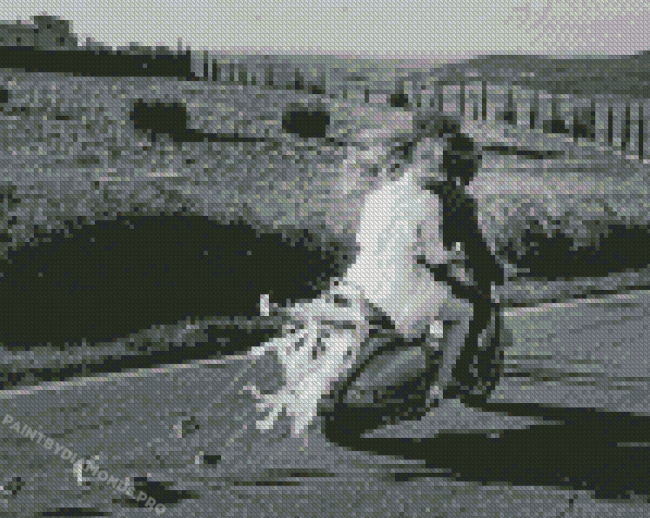 Black And White Couples On Motorbike Diamond Paintings