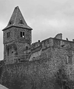 Black And White Frankenstein Castle Diamond Painting