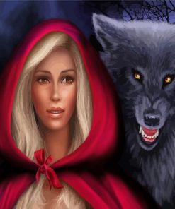 Blonde Woman Wolf Diamond Painting