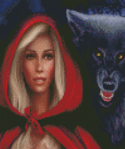 Blonde Woman Wolf Diamond Painting