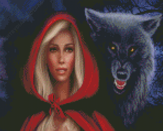 Blonde Woman Wolf Diamond Painting