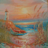 Boats And Lighthouse Art Diamond Painting