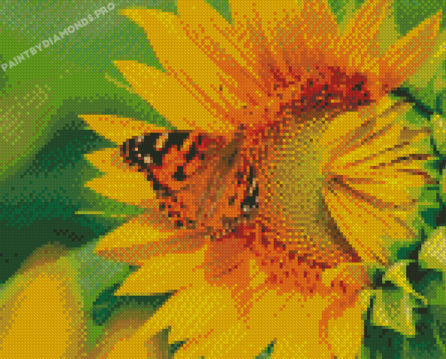 Butterfly On Sunflower Diamond Painting