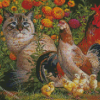 Cat And Chicken Diamond Paintings