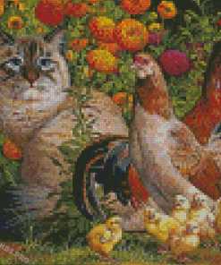 Cat And Chicken Diamond Paintings