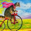 Cat On Bicycle Diamond Painting