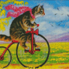 Cat On Bicycle Diamond Painting