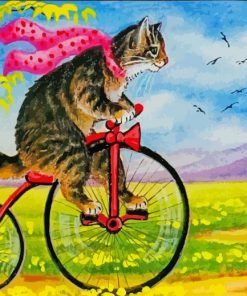 Cat On Bicycle Diamond Painting