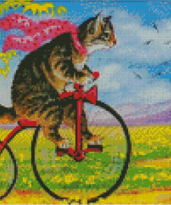 Cat On Bicycle Diamond Painting