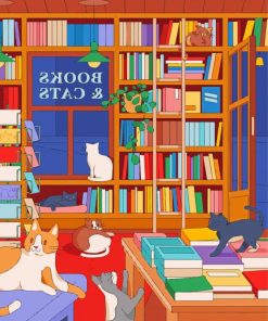 Cats Library Diamond Painting