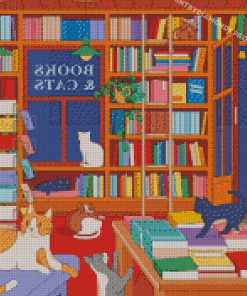 Cats Library Diamond Painting