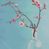 Cherry Blossom In Glass Vase Diamond Painting