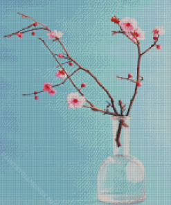 Cherry Blossom In Glass Vase Diamond Painting