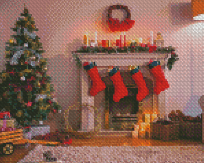 Chrismas Fireplace Diamond Painting