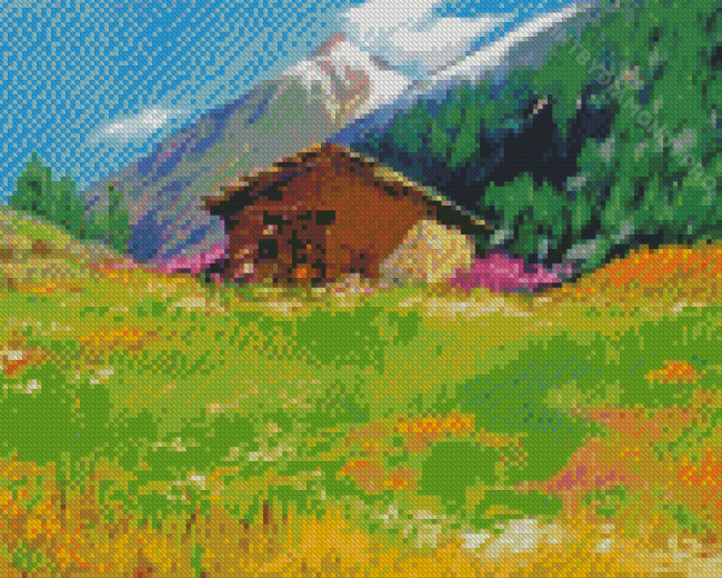 Cool Cottage On A Hill Diamond Painting