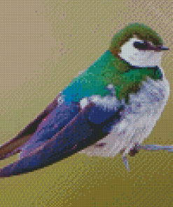 Cool Violet Green Swallow Diamond Painting