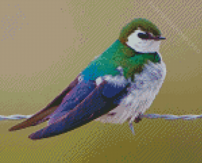 Cool Violet Green Swallow Diamond Painting