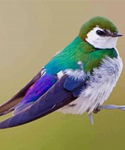 Cool Violet Green Swallow Diamond Painting