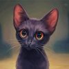 Cute Black Kitten Yellow Eyes Diamond Painting