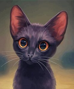 Cute Black Kitten Yellow Eyes Diamond Painting