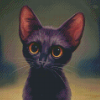 Cute Black Kitten Yellow Eyes Diamond Painting