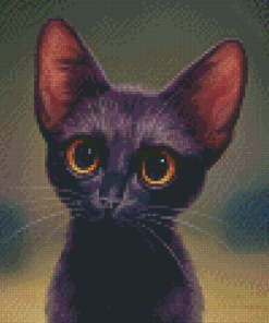 Cute Black Kitten Yellow Eyes Diamond Painting