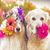 Dogs With Flowers Diamond Painting