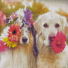 Dogs With Flowers Diamond Painting