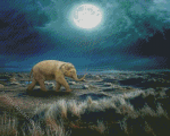 Elephant Moon Diamond Painting