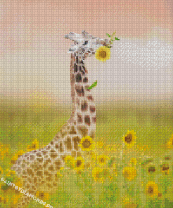 Giraffe Sunflowers Diamond Paintings