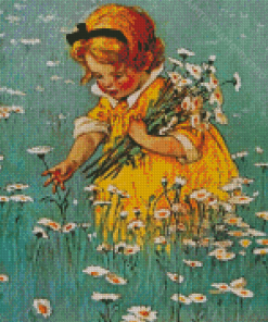 Girl And Flowers By Jessie Willcox Smith Diamond Painting