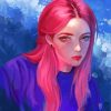 Gorgeous Girl With Pink Hair Diamond Painting