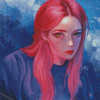 Gorgeous Girl With Pink Hair Diamond Painting