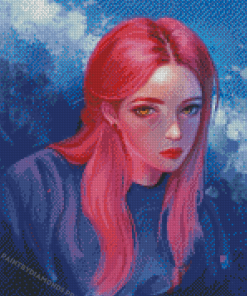 Gorgeous Girl With Pink Hair Diamond Painting