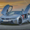 Grey Bmw I8 Car Diamond Painting