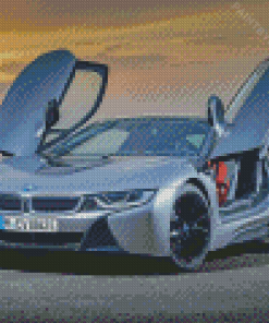 Grey Bmw I8 Car Diamond Painting