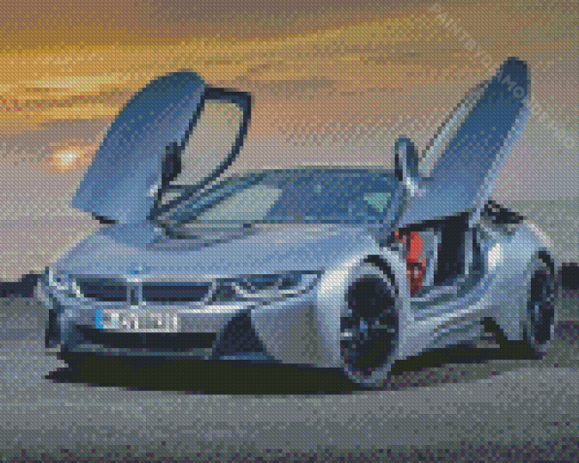 Grey Bmw I8 Car Diamond Painting