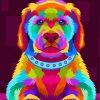 Illustration Colorful Puppy Diamond Painting