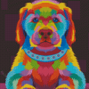 Illustration Colorful Puppy Diamond Painting