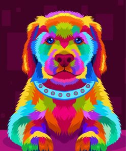 Illustration Colorful Puppy Diamond Painting