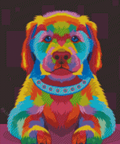 Illustration Colorful Puppy Diamond Painting